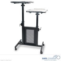 Mobiele beamer en laptop trolley dubbel plateau